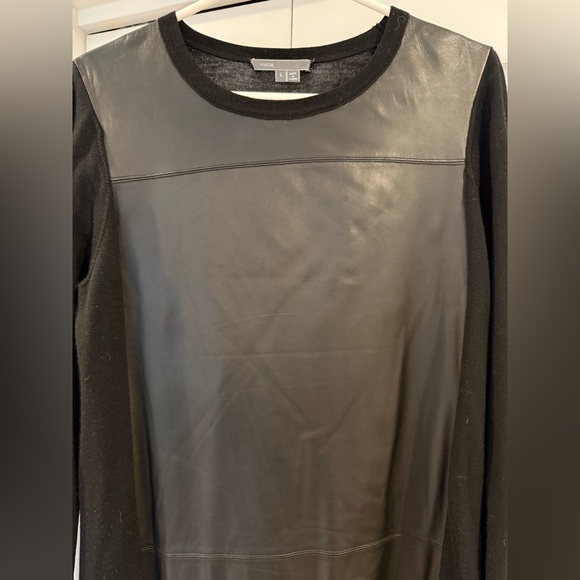 Vince Leather Sweater Black Size L Dress - Picture 3 of 5